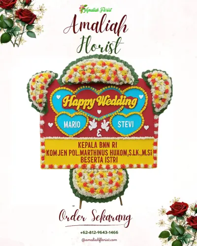 Karangan Papan Bunga Pernikahan di Mado